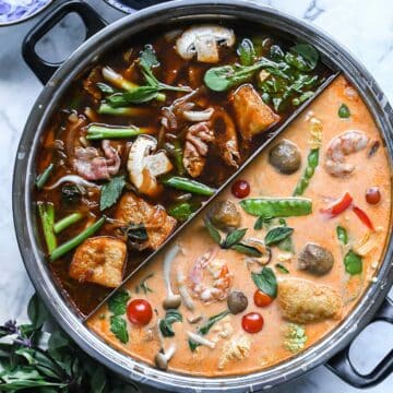 Easy Asian Hot Pot Recipe | foodiecrush.com #hotpot #soup #asian #dinner #instantpot #ramen #noodles