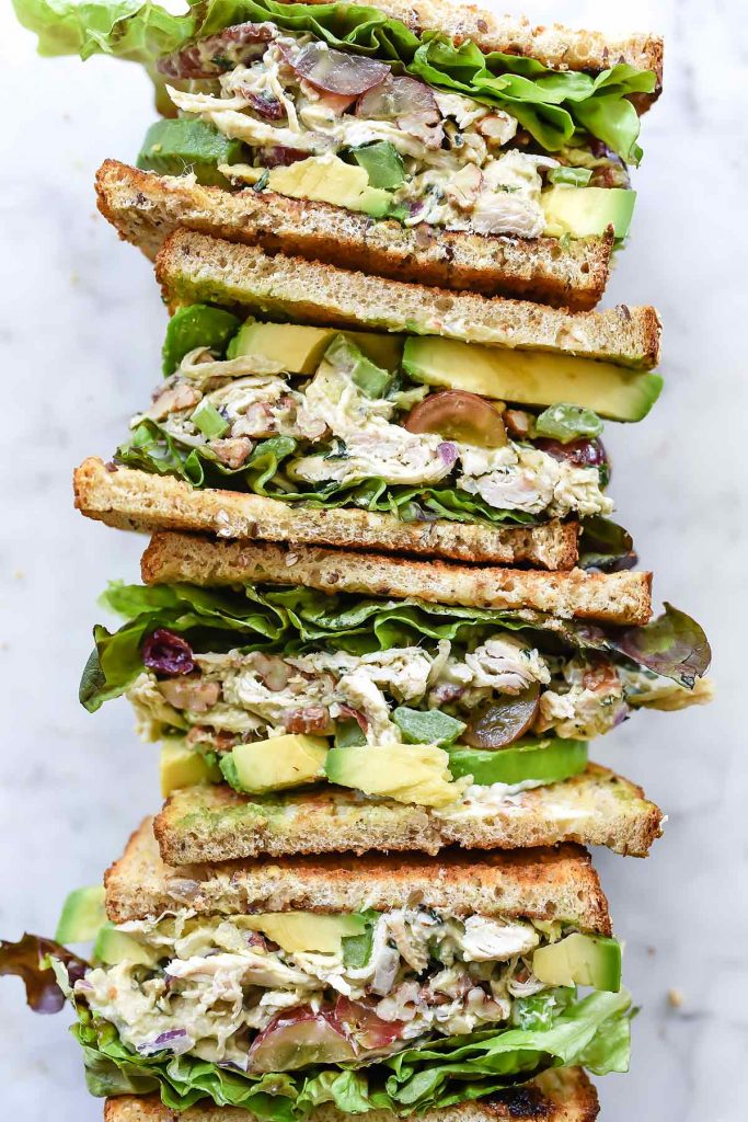 Avocado Greek Yogurt Chicken Salad Sandwich | foodiecrush.com