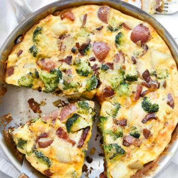 Bacon Broccoli and Potato Frittata foodiecrush.com