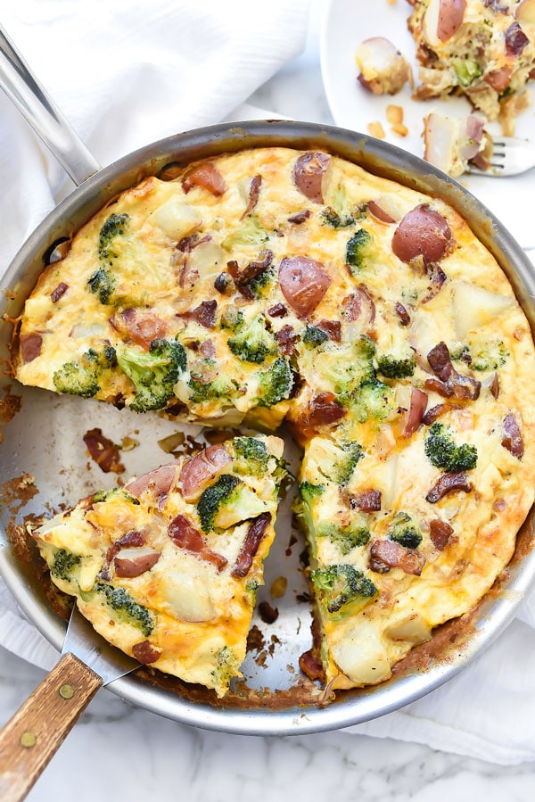 Bacon Broccoli and Potato Frittata foodiecrush.com