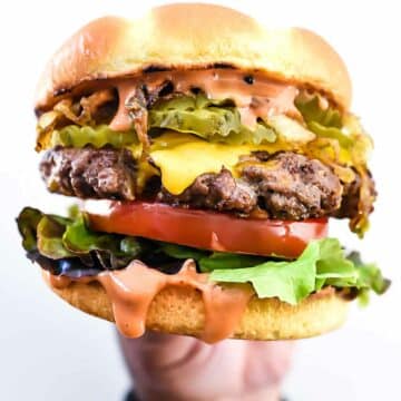 Bacon Double Cheddar Cheeseburger | foodiecrush.com
