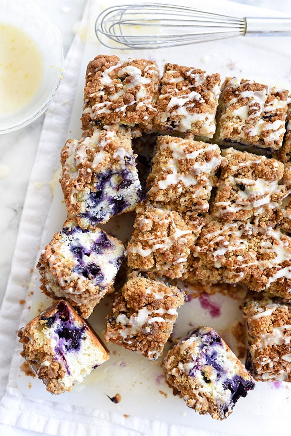 Blueberry Buckle Recipe with Lemon Glaze from foodiecrush.com on foodiecrush.com