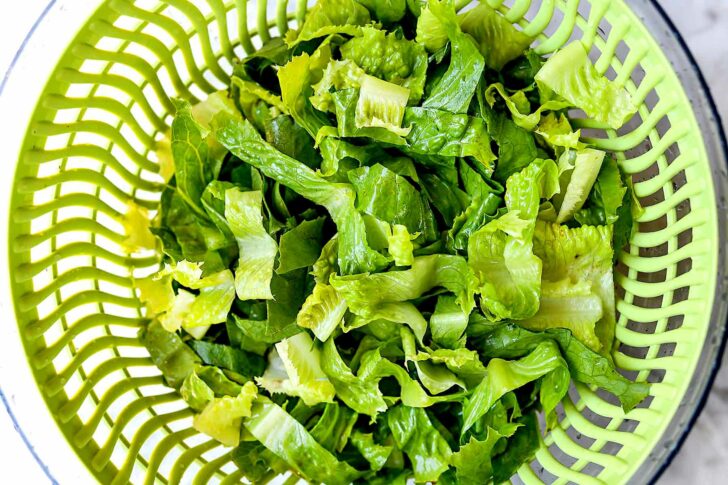 Romaine lettuce in spinner | foodiecrush.com
