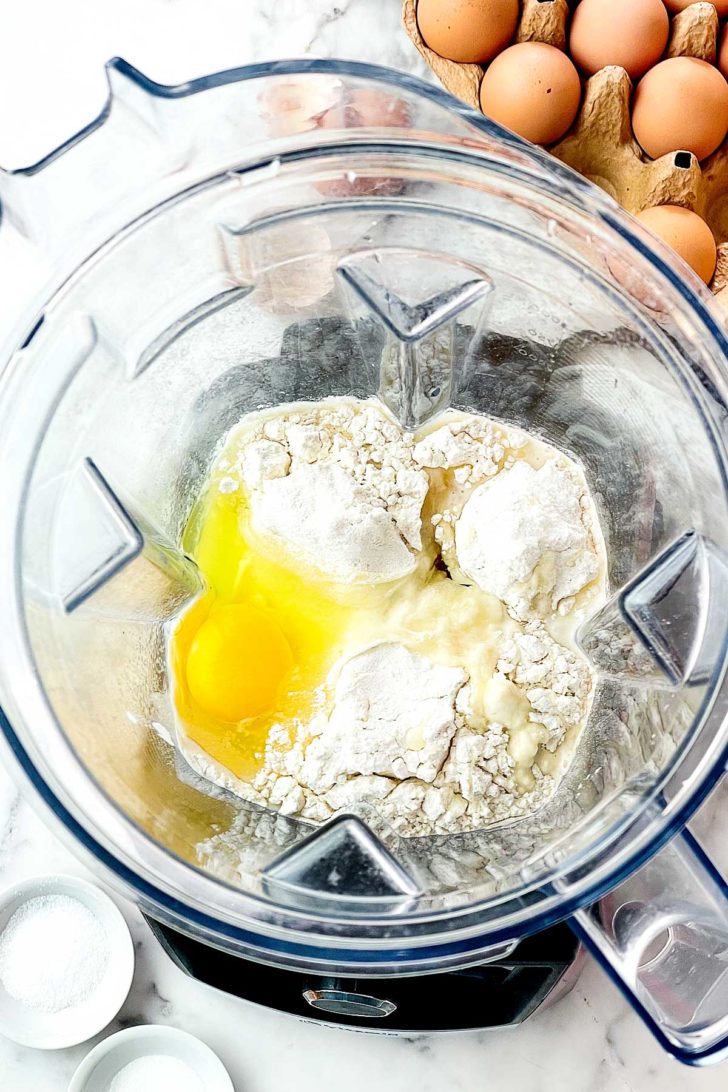 Dutch Baby batter in blender foodiecrush.com