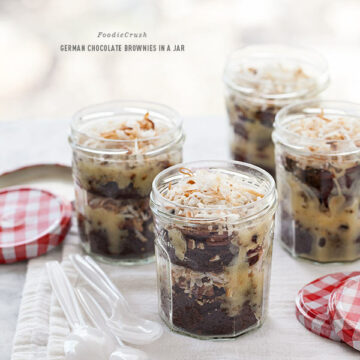 German Chocolate Brownie in a Jar | foodiecrush.com