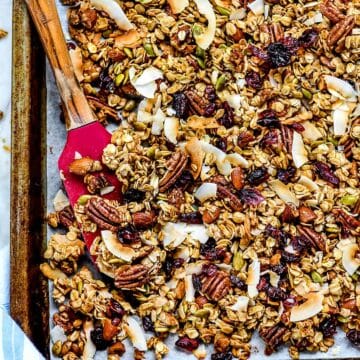 Easy Healthy Granola Recipe | foodiecrush.com #granola #homemade #healthy #chunky #recipe #breakfast