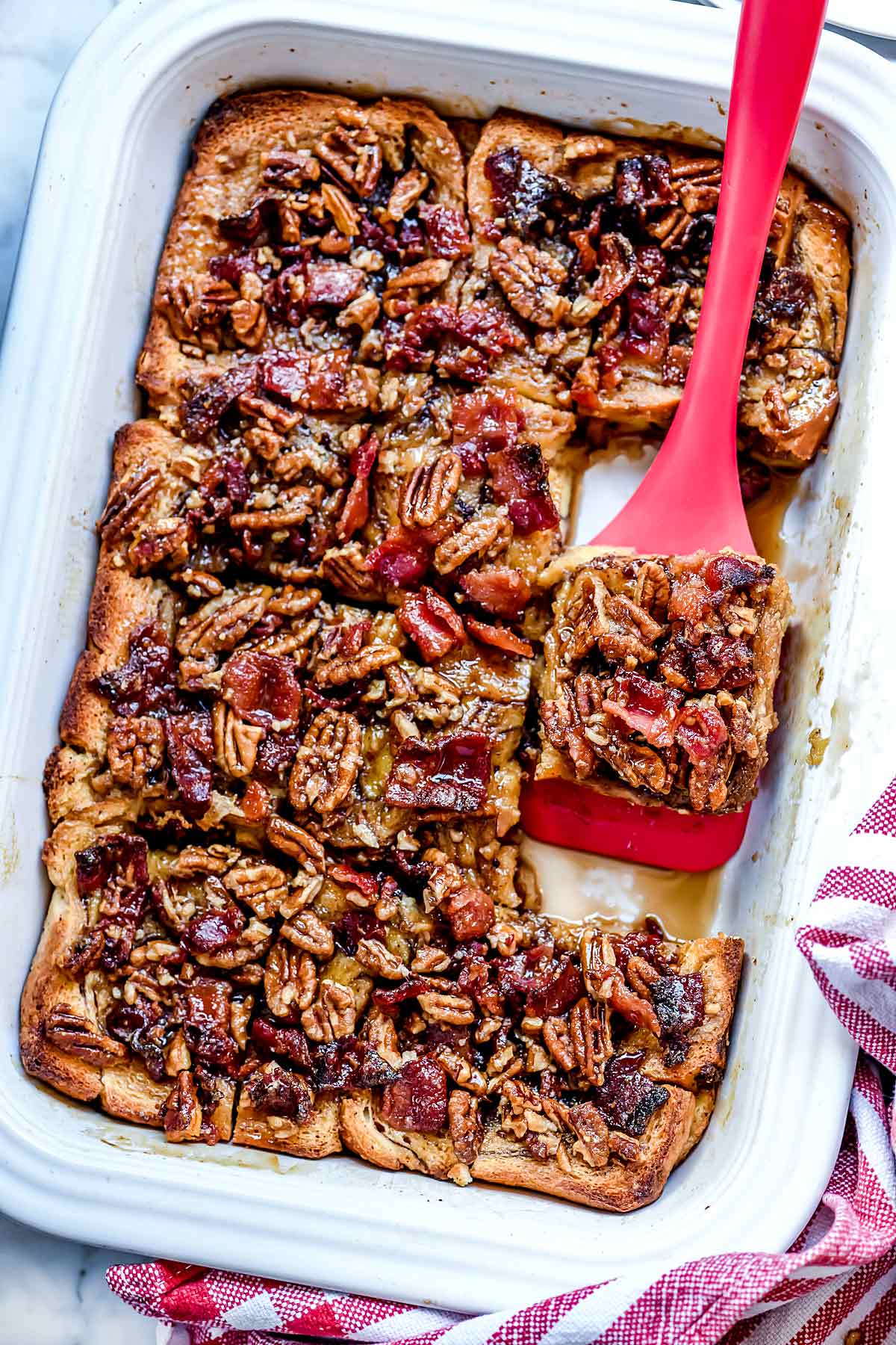 Overnight French Toast Casserole Bake | foodiecrush. #frenchtoast #breakfast #overnight #easy #cinnamonroll #casserole