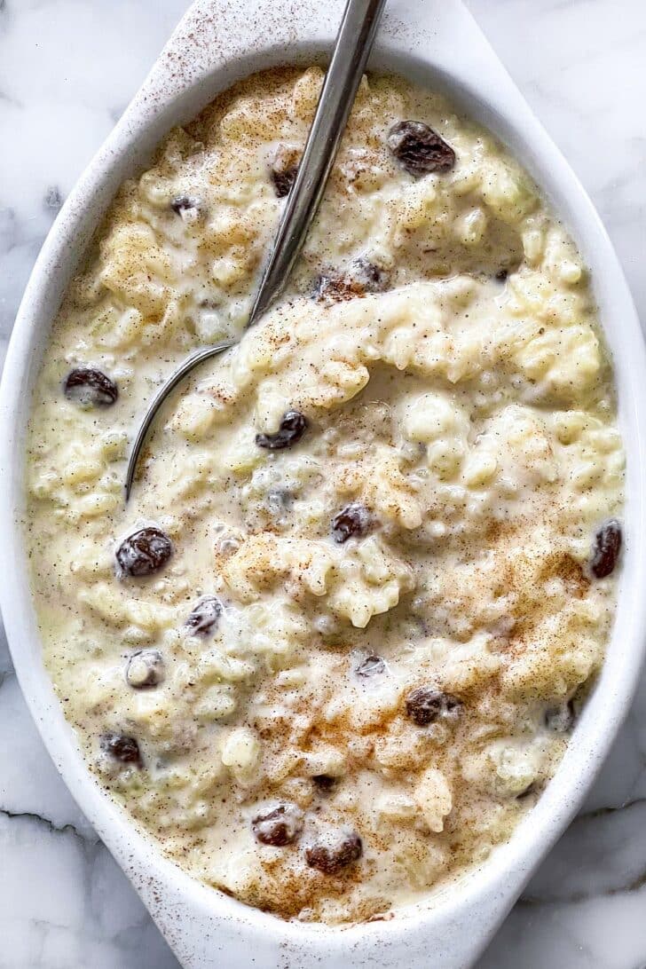 RIce pudding with spoon foodiecrush.com