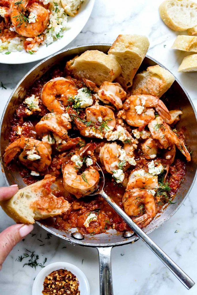 Saucy Baked Greek Shrimp | foodiecrush.com