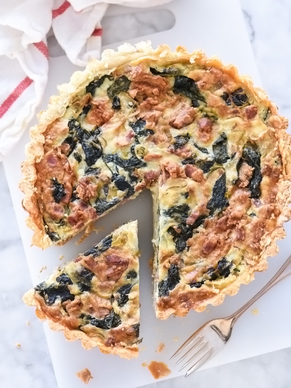 Spinach, Leek and Bacon Quiche | foodiecrush.com