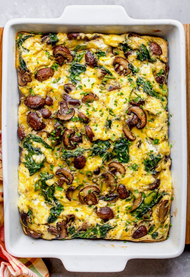 Spinach Mushroom Breakfast Casserole from twopeasandtheirpod.com on foodiecrush.com