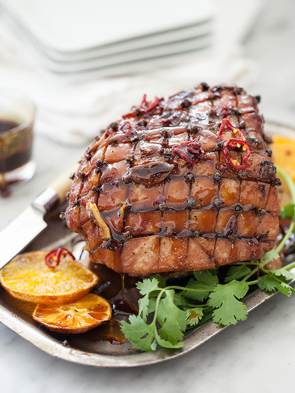 Sticky Glazed Asian Ham from foodiecrush.com on foodiecrush.com