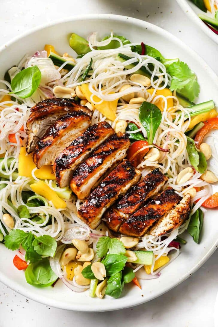 Grilled Thai Chicken Noodle Salad foodiecrush.com