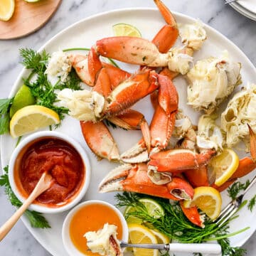 The Easiest Whole Dungeness Crab Recipe with Citrus Butter | foodiecrush.com